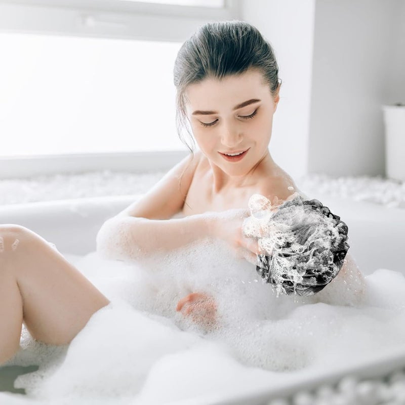F-U Store Loofah Sponge Shower Loofahs 70g Bath Sponges Mesh Balls 4 Colors Body Scrubber Exfoliator Wash Back Scrubber Bathroom Men Women Scrubbers Cleaning Bathing Accessories - Image 3